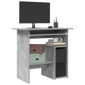 Escritorio de madera contrachapada gris hormigón 80x45x74 cm