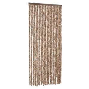 vidaXL cortina antimoscas chenilla beige y marrón oscuro 90x220 cm