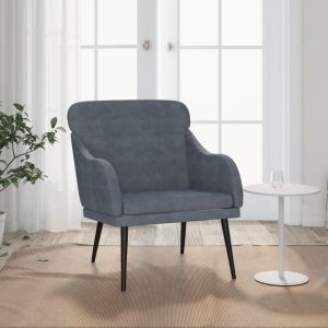 Sillón de terciopelo gris oscuro 63x76x80 cm es6744