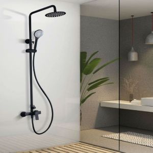 Conjunto ducha monomando lúxor negro mate-imex