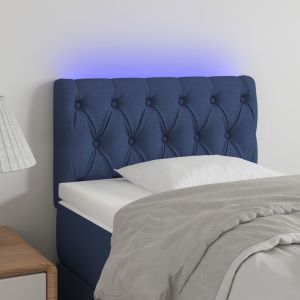 Cabecero con LED de tela azul 80x7x78/88 cm