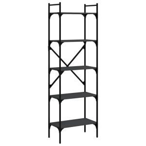 vidaXL librería de 5 estantes madera de ingeniería negro 56x31,5x174cm