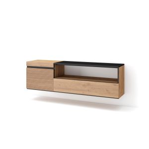 Mueble tv, 150x35x45cm, roble, colgado, suspendido rf3299