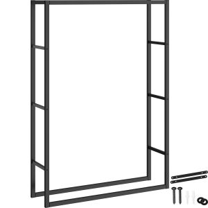 Estantería para leña, interior y exterior, 100,5 x 25 x 150 cm, negro