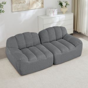 Sofá modular gris de 2 plazas con otomana conectable sin montaje