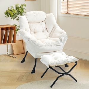 Sillón relax metal blanco roto para salón dormitorio y balcón
