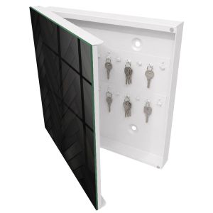 Caja de llaves 30x30x5 elegancia oscura, apertura izquierda blanca