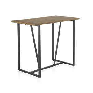 Mesa de bar de metal con tapa de madera, 130x70x105cm