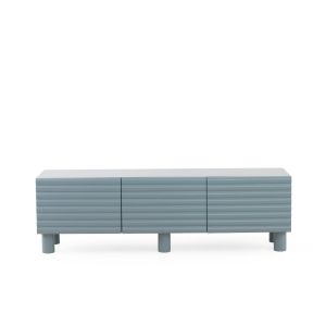 Mueble tv mdf azul con relieve ondulado, 180x43x55cm