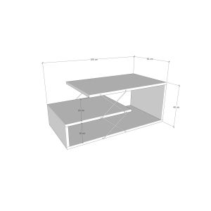 Mesa de centro de madera <<cayenne>> - 100 x 50 x 40 cm - blanca