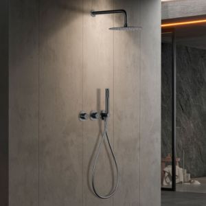 Imex - columna ducha empotrada termostática negra serie assen