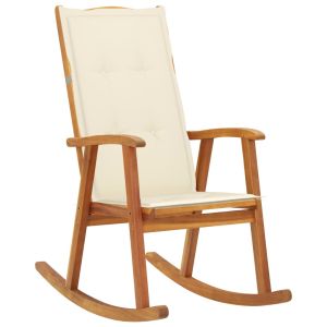 vidaXL silla mecedora con cojines madera maciza de acacia