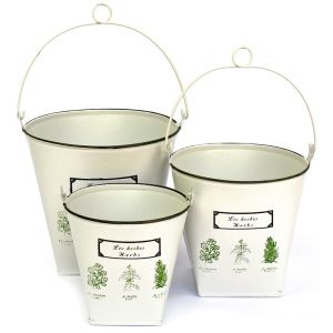 Jardineras cubos de metal, con 3 cubos surtidos