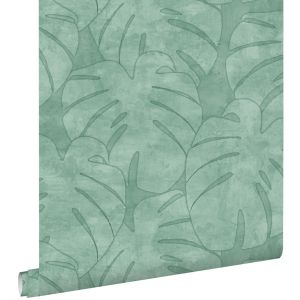 Estahome papel pintado hojas de monstera menta verde 53 cm x 10.05 m