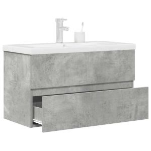 Set muebles de baño 2 piezas madera contrachapada gris hormigón esb7446