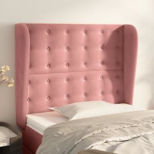 Cabecero con orejas de terciopelo rosa 93x23x118/128 cm eso7365