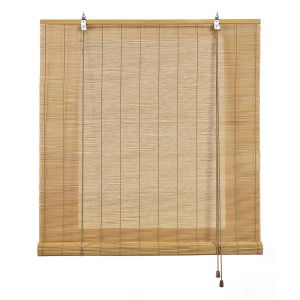Estor de bambú, estor enrollable de bambú natural marrón claro, 90 x 175cm