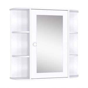 Armario de espejo 66x17x63 cm mdf, vidrio color blanco Homcom, hogar - baño