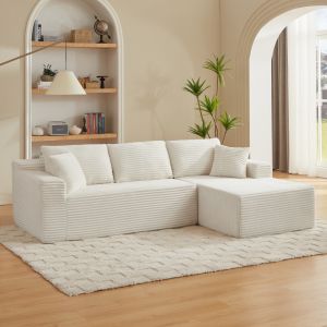 Sofá modular en l de espuma blanco 3 plazas con chaise longue convertible