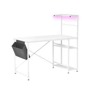 Escritorio gamer aramingo blanco 120 cm 60 cm con almacenaje LED