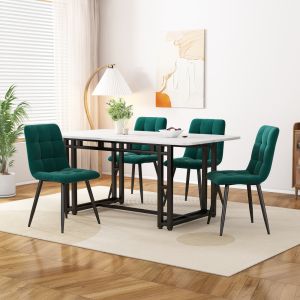 Conjunto de mesa y sillas mdf verde oscuro 5 piezas 120x70cm