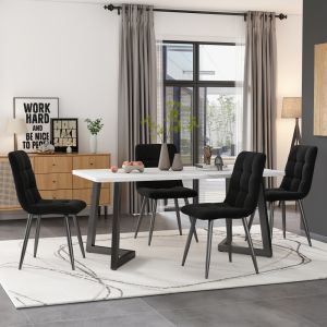 Conjunto de mesa y sillas mdf negro 5 piezas cocina comedor