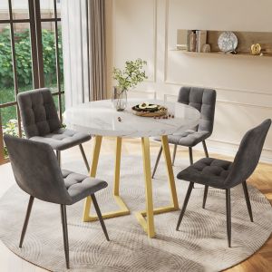 Conjunto de mesa y sillas mdf multicolor redonda 5 piezas