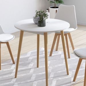 Mesa de comedor redonda escandinava - blanco - 80 cm