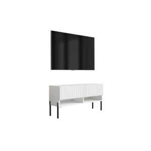 Mueble tv acanalado - blanco mate - 100x32x52 cm