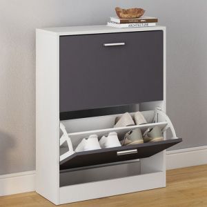 Mueble zapatero blanco gris - 2 puertas - 63,5 cm