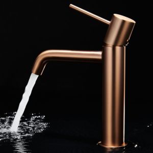 Imex - grifo monomando lavabo caño bajo oro rosa serie monza
