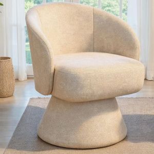 Sillón giratorio 360° - chenilla beige - 65x68x75 cm