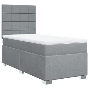 vidaXL cama box spring con colchón tela gris claro 90x200 cm
