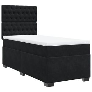 vidaXL cama box spring con colchón terciopelo negro 80x200 cm