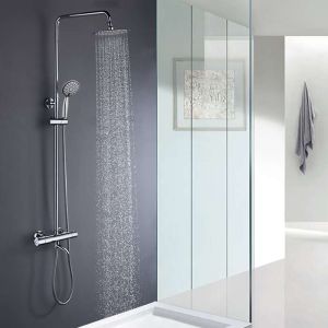 Kibath columna ducha termostática con caño cuadrada de 85-115 cm cromo