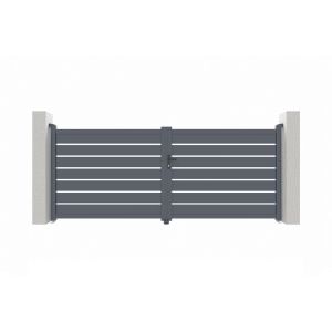 Pack puerta batiente vogel 3,5m h.140cm + puerta peatonal 1m h.140cm gris