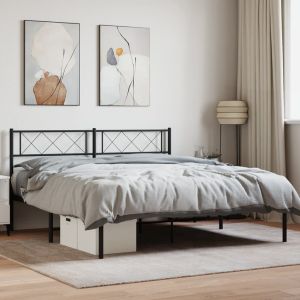 Cama sin colchón con cabecero metal negro 160x200 cm es1982