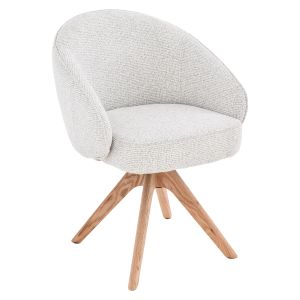 Sillon giratorio madera tela beige patas madera