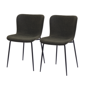 Silla de comedor tela verde set de 2 respaldo alto redondeado