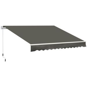 Toldo manual retráctil 350x250 cm poliéster color gris Outsunny