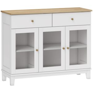 Aparador para salón 100x35x80.3 cm mdf, vidrio templado color blanco Homcom