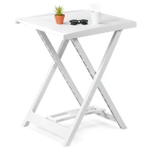 Mesa de exterior ohatchee, mesa fija, plástico blanco 60x47x65h cm