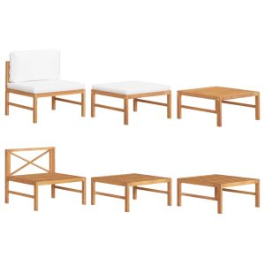 vidaXL set de muebles de jardín 3 pzas madera de teca y cojines crema