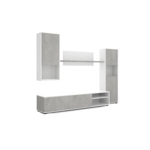 Conjunto muebles de salon yuri, blanco y cemento 220x160 cm