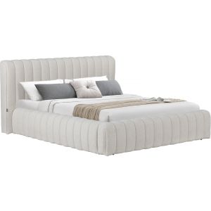 Cama doble de tela "tignes" con espacio de almacenaje - 140 x 190 cm - beig