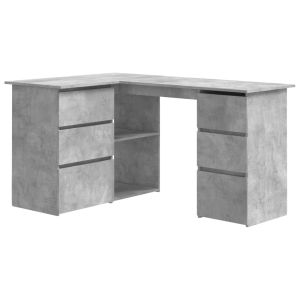 vidaXL escritorio de esquina contrachapada gris hormigón 145x100x76 cm