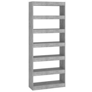 vidaXL estantería/divisor madera ingeniería gris hormigón 80x30x198 cm