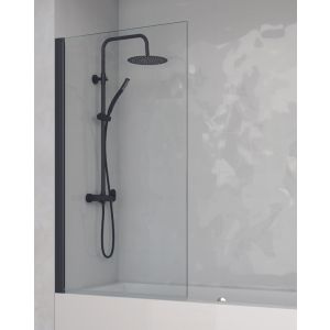 Mampara bañera abatible | vidrio 6mm 85x150cm | negro transparente