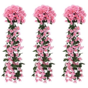 vidaXL guirnaldas de flores artificiales 3 uds rosa 85 cm