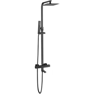 Valaz barra de ducha/bañera termostática cuadrada  145cm negro mate - 40cm
